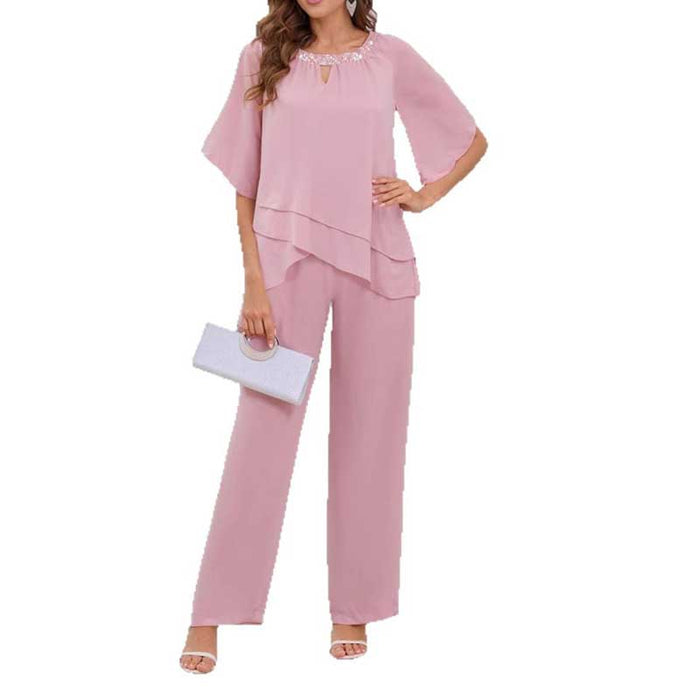 2 Pieces Mother of The Bride Pant Suits Wedding Mother of The Groom Dress with Sleeves