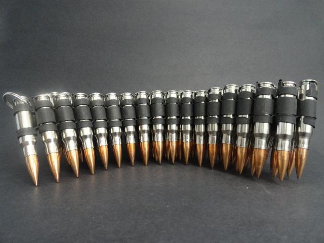 .308 nickel plated bullet belt with copper plated tips and black links