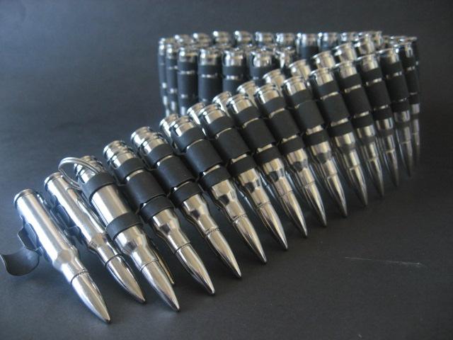 .308 nickel plated bullet belt with nickel plated tips and black links
