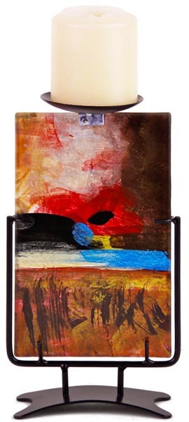 Abstract Glass Candleholder - Single