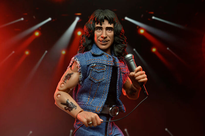 front of figure on display