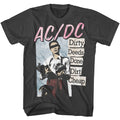 smoke gray acdc band shirt with logo and dirty deeds done dirt cheap album art graphic with text that reads "dirty deeds done dirt cheap"