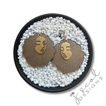 Afro Melanin Series Brown Glitter Earring