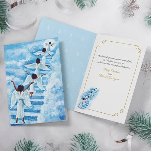 Angels Stairway to Heaven Christmas Card