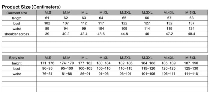 size chart