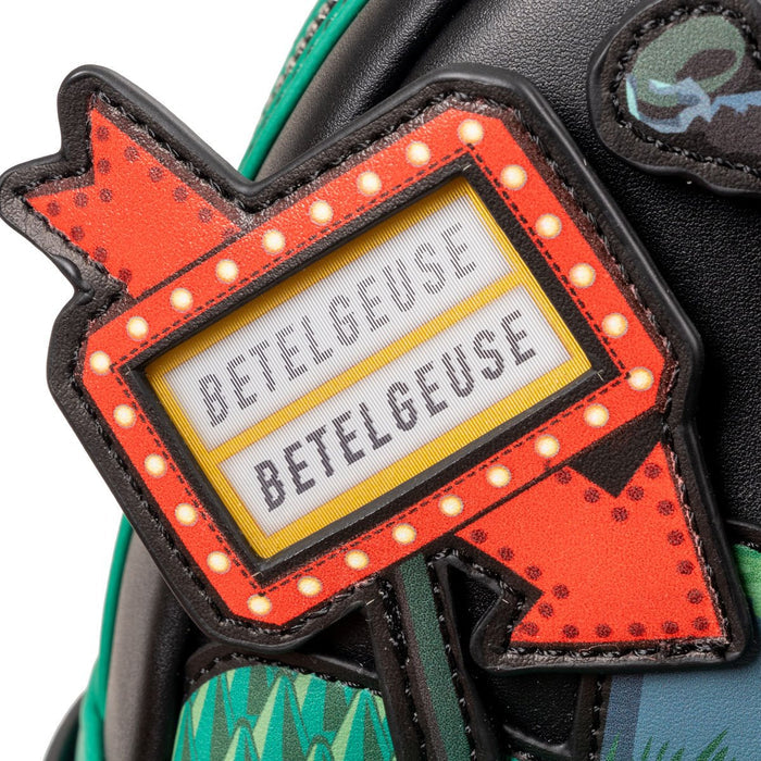 details on display on front of backpack