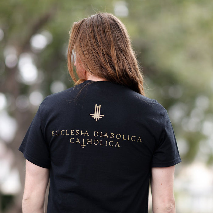 model showing back of shirt