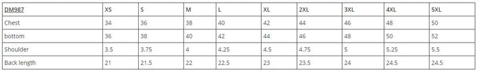 size chart for this design