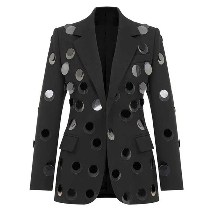 Black Blazer With Hand-Stitched Sequins