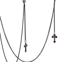 Black Colored Eyeglass Lanyard Chain w/ Gothic Crosses