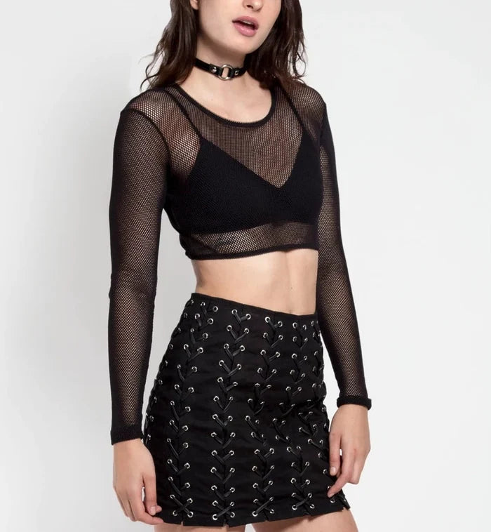 model showing side of shirt