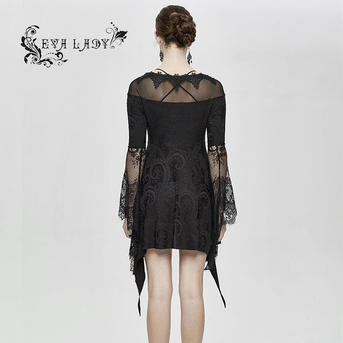 model showing back of dress