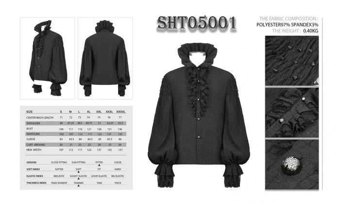 details on shirt and size chart