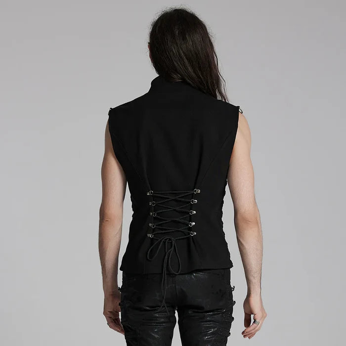 model showing back of vest