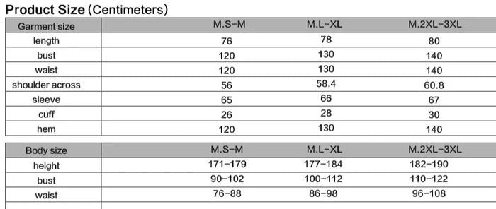 size chart