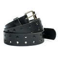 black belt with two rows of punched out holes all around