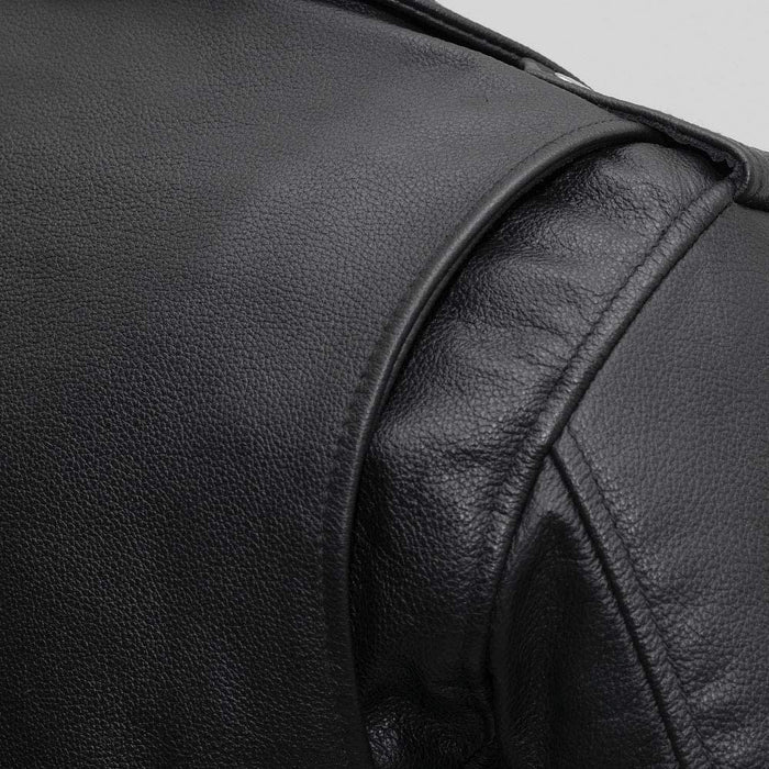 up close detail on back of jacket