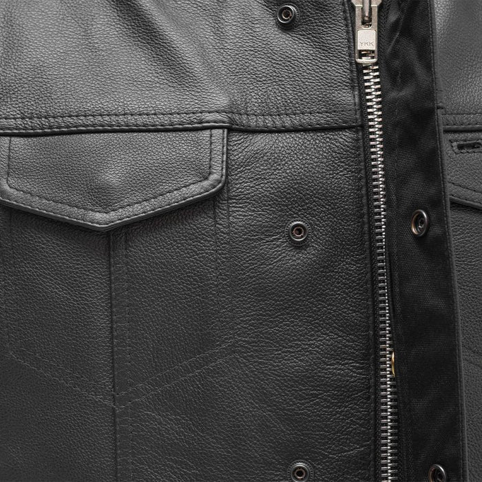 up close details on vest