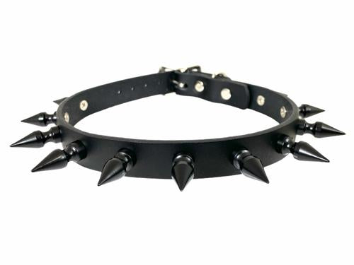 Black leather collar with 1" black spikes.
