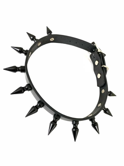 Black leather collar with 1" black spikes.