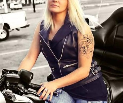 model showing vest
