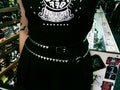 model wearing belt