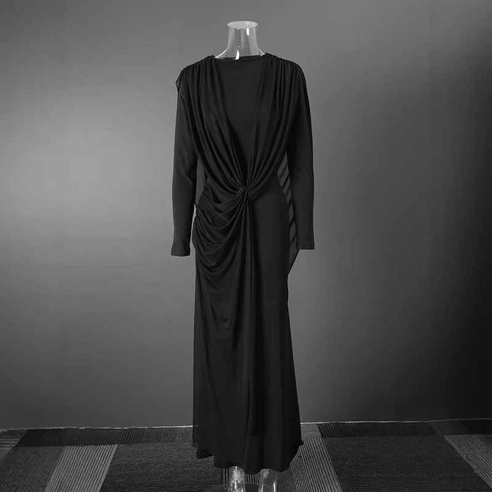 Black Long Sleeve Maxi Dress for Women, Flowy & Elegant Party Look