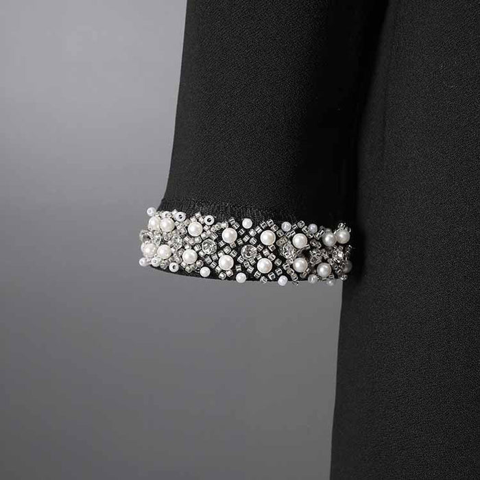 Black Off Shoulder Beaded Dress – Long Evening Gown for Women