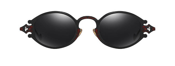 front of glasses on display