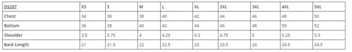 size chart for this design