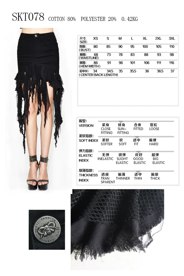 size chart and product details