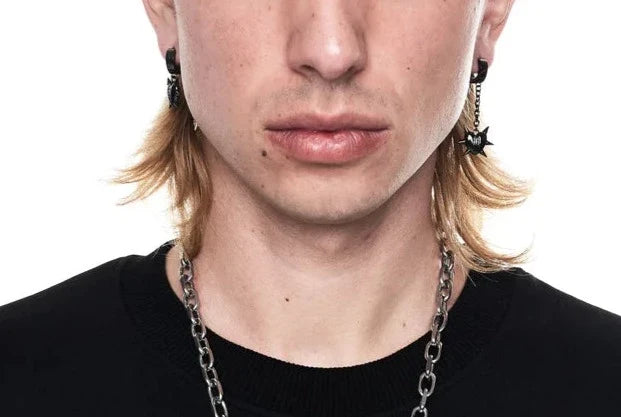 model wearing earring