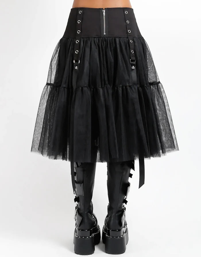 model showing back of skirt
