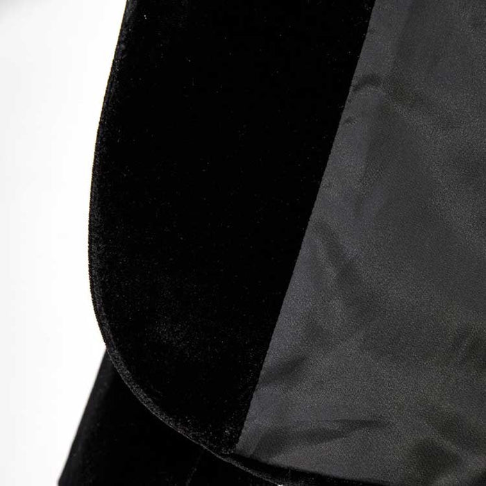 Close-up of black velvet pantsuit for women from SD Dresscode with smooth fabric and stylish design