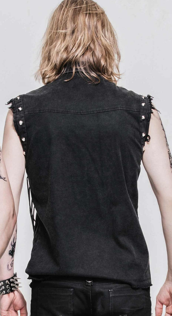 model showing back of vest