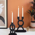 Black Wooden Candleholders (set of 2)