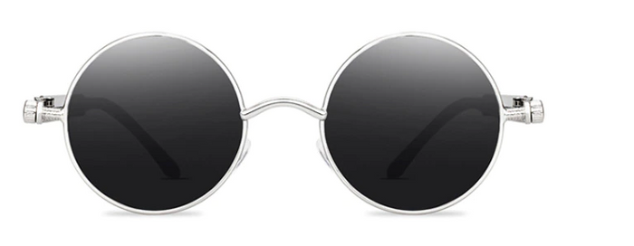 front of glasses