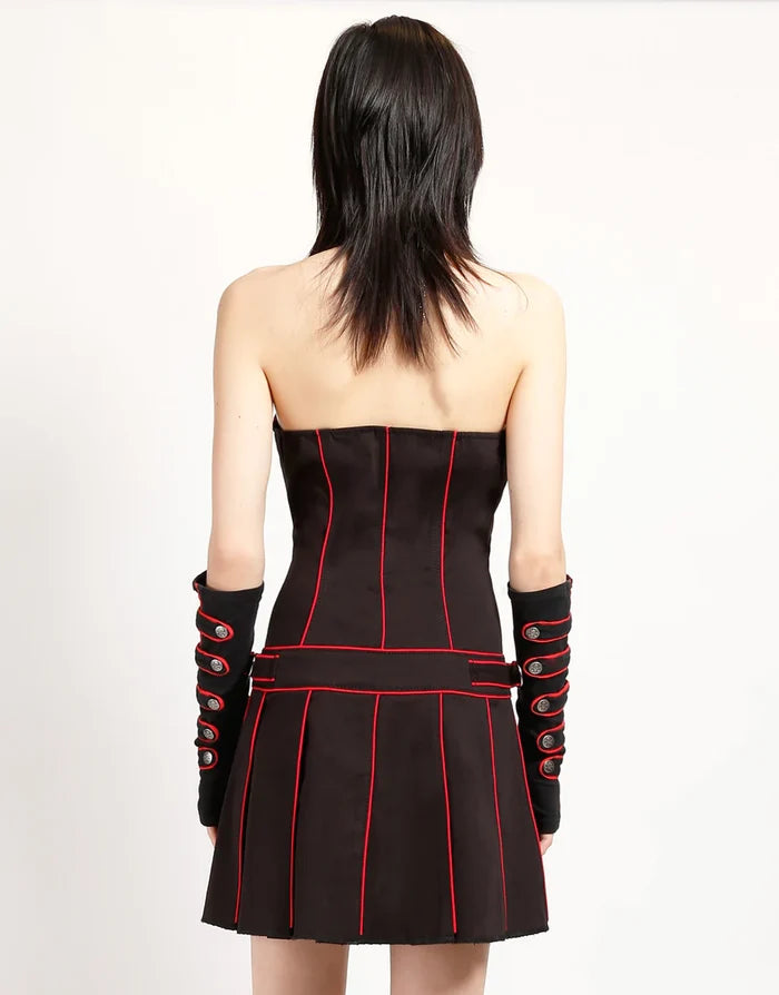 model showing back of dress
