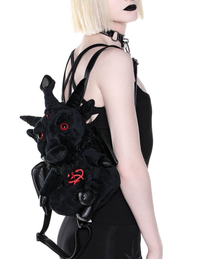 model wearing backpack