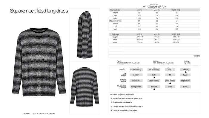 sweater details and size chart