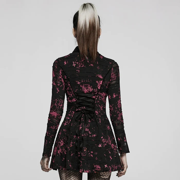 model showing back of dress