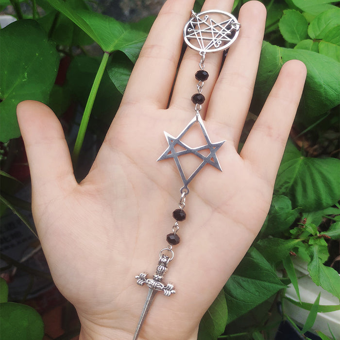 model holding necklace