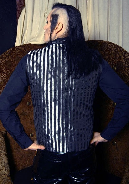 model showing back of vest