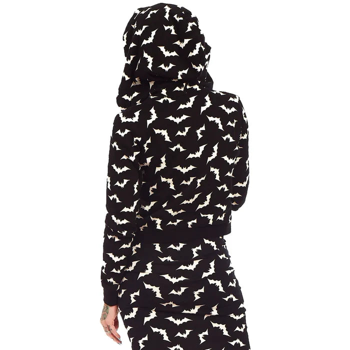 model showing back of hoodie