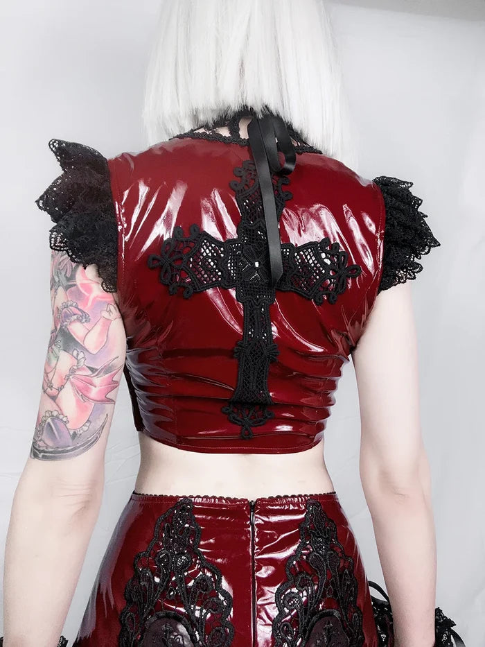 model showing back of corset