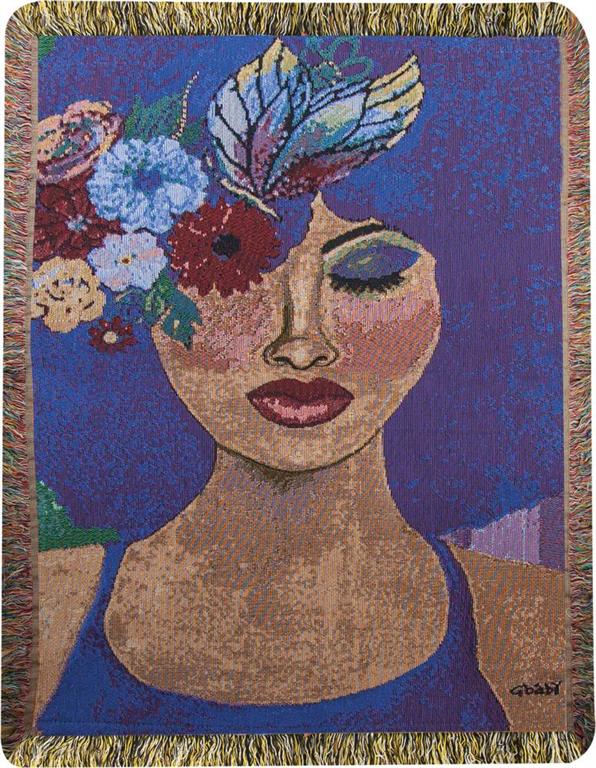 Blue Ivory Tapestry Throw