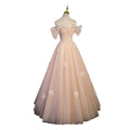 Blush Pink Tulle Formal Dress | Off-Shoulder Princess Style Evening Gown for Prom & Graduation