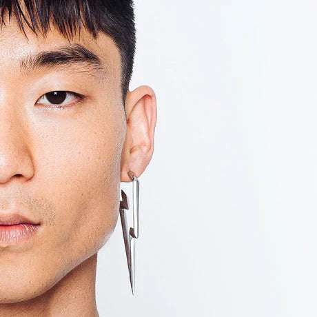 model wearing earring
