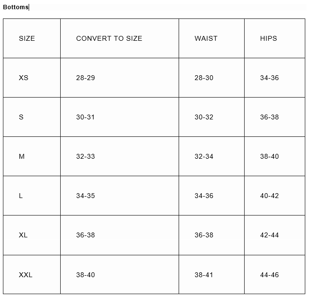size chart