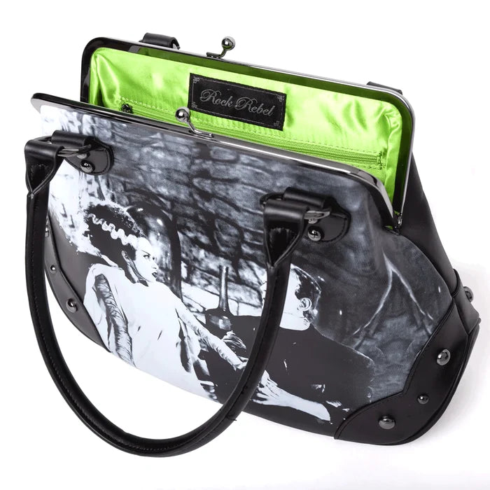 inside of handbag on display